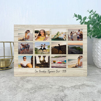 Personalised Freestanding Twelve Photo Giant Wooden Block 15cm X 21cm Landscape, 2 of 5