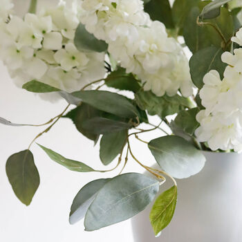 Faux White Hydrangea And Eucalyptus Arrangement, 3 of 5