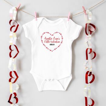 Personalised Mummy's Little Valentine Heart Name Babygrow Or Sleepsuit, 5 of 5