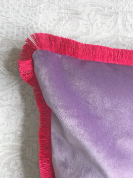 Lilac/Pink Velvet Tassel 13' x 18' Cushion Cover, 6 of 10
