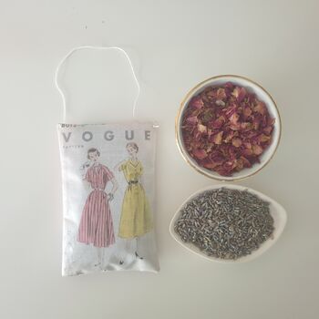 Handmade Lavender Sachet Decoration With Vintage Sewing Pattern Print, Gift For Sewing Friends, 10 of 12