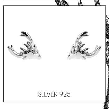 Stag Head Sterling Silver Stud Earrings, 2 of 8