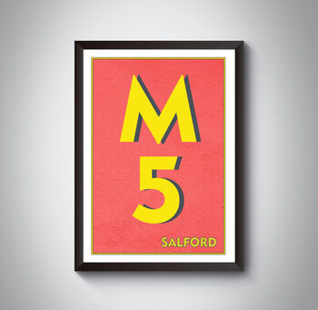 M5 Manchester Typography Postcode Print, 5 of 10
