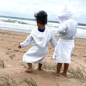 Organic White Muslin Beach Cover Up For Kids, 2 of 10