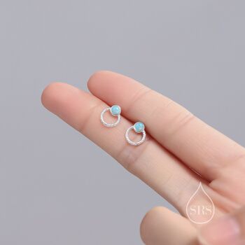 Aqua Green Opal Double Circle Stud Earrings, 6 of 11