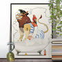 Lion In The Bath. Funny Animal Bathroom Poster, thumbnail 1 of 6