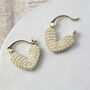 White Pearl Heart Hoop Earrings, thumbnail 2 of 4