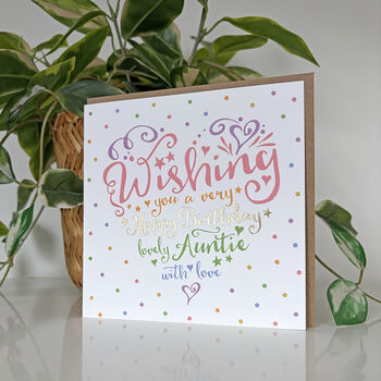Heart And Soul Rainbow Auntie Birthday Card, 3 of 3