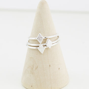 Sterling Silver Mini Diamond Charm Ring, 3 of 5