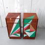 Mid Century Geometric Painted Bedside Cabinets, thumbnail 3 of 4