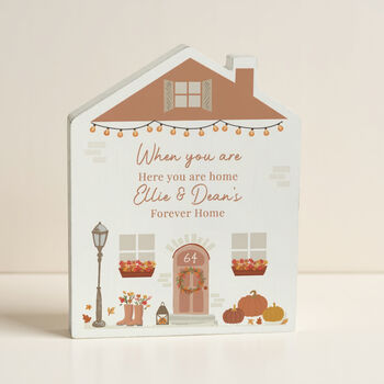 Personalised Pumpkin Autumnal Wooden House Ornament, 4 of 5