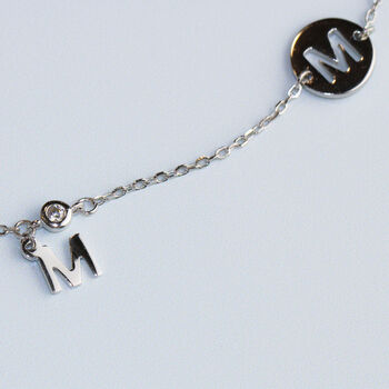 Sterling Silver M Initial Anklet, 3 of 5