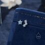Asymmetric Forget Me Not Flower Cz Stud Earrings, thumbnail 3 of 12
