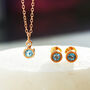 Blue Topaz Birthstone Rose Gold Plated Silver Necklace, thumbnail 2 of 10