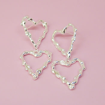 Small Double Melted Heart Studs, 3 of 3