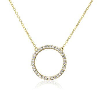 Chora Circle Gold Plated And Cubic Zirconia Necklace, 3 of 4