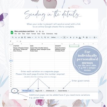 Autumnal Wedding Menu Cards With Guest Name Tags And Ribbon, 5 of 7
