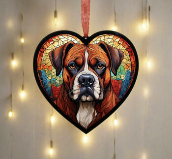 Boxer Stained Glass Effect Heart Suncatcher, 3 of 6