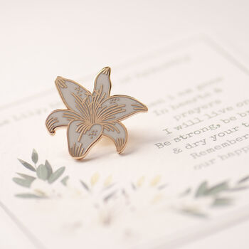 White Lily Memorial Enamel Pin, 3 of 10