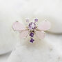 Morganite And Amethyst Gemstone Butterfly Silver Ring, thumbnail 4 of 4