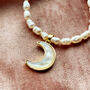 Mother Of Pearl Moon And Pearl Beaded Necklace, thumbnail 3 of 10