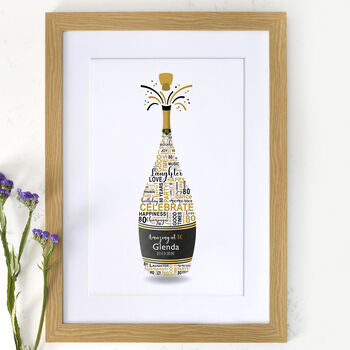 Personalised 80th Birthday Champagne Word Art, 9 of 10