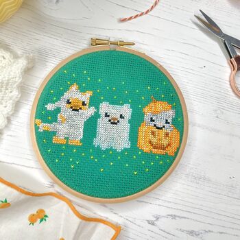 Halloween Kitties Cross Stitch Kit, 2 of 7