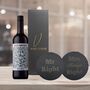 Vino Coco Red Wine Gift Set With Mr And Mrs Slate Coasters Perfect For Anniversaries And Wedding Presents, thumbnail 1 of 8