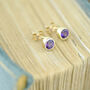Solid 9ct Recycled Gold 4mm Amethyst Solitaire Studs, thumbnail 3 of 7