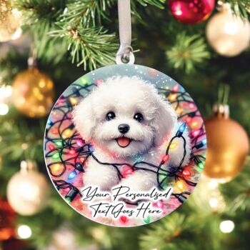 Personalised Bichon Freis In Christmas Lights, 3 of 9