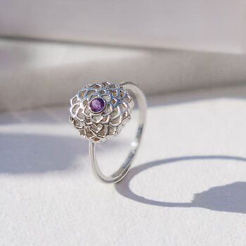 Crown Chakra Amethyst Ring Sterling Silver Or Gold Plated, 2 of 12