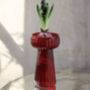 Red Ribbed Hyacinth Vase, thumbnail 1 of 4