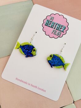 Tropical Fish Glitter Earrings / Beach Holiday Gift / Colourful Ocean Jewellery / Cute Accessories, 3 of 5