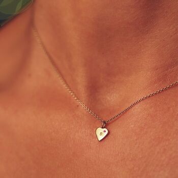 9ct Gold Mini Heart Initial Birthstone Necklace, 2 of 6