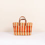 Decorative Reed Basket, Orange Stripe, thumbnail 2 of 5