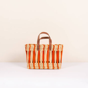 Decorative Reed Basket, Orange Stripe, 2 of 5