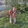 Set Of Three Wooden Red Mushrooms For Garden, thumbnail 9 of 10