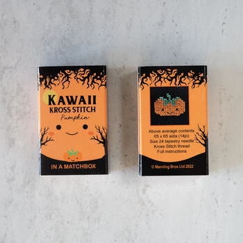 Kawaii Halloween Pumpkin Mini Cross Stitch Kit, 6 of 7