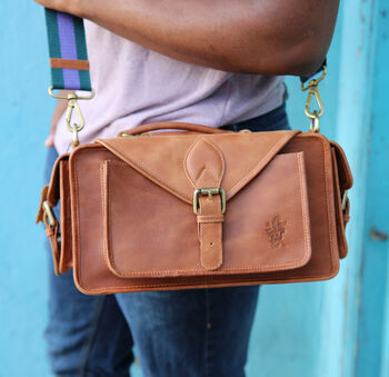 'Emerson' Traditional Leather Camera Bag In Tan, 10 of 12