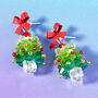 Beaded Christmas Tree Earrings, thumbnail 3 of 4
