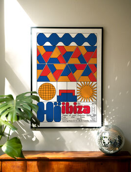 Hï Ibiza Club Print | Poster | Wall Art | Geometric | Dj | Clubbing | Patterned | Bauhaus | Print | House Music, 6 of 9