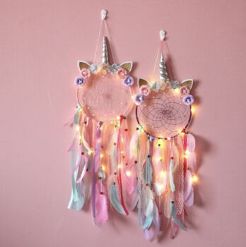 Pink And Purple LED Fairy Lights Unicorn Dream Catcher, 3 of 11