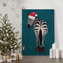 Christmas Turquoise Zebra In Heels Original Art Print, thumbnail 1 of 5