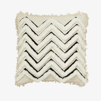 Izra Fluffy Zig Zag Monochrome Cushion, 7 of 10