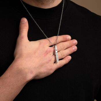 Silver Personalised 3D Bar Pendant Necklace, 2 of 12