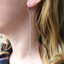 Long Chain Triangle Stud Hoop Silver Earrings, thumbnail 2 of 4