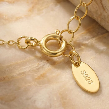 Gold Emerald Green Square Necklace, 4 of 5