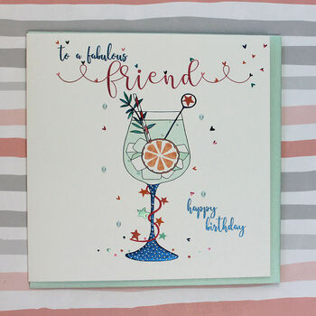 Fabulous Friend Birthday Card Cocktail Theme, 2 of 2