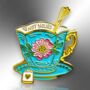 Not Your Cup Of Tea, Blue Flower Enamel Pin Badge, Cute Victorian Teacup Brooch, thumbnail 3 of 8