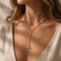 Bar Chain Lariat Gold Plated Necklace, thumbnail 1 of 3
